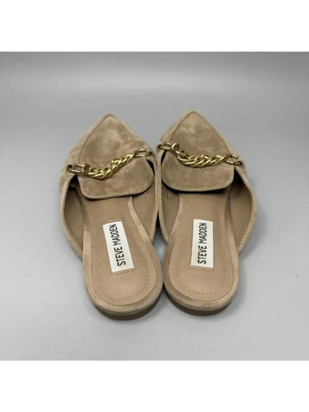 Steve Madden Forever Flats Loafers Chain Tan Beige Size 7M Womens
